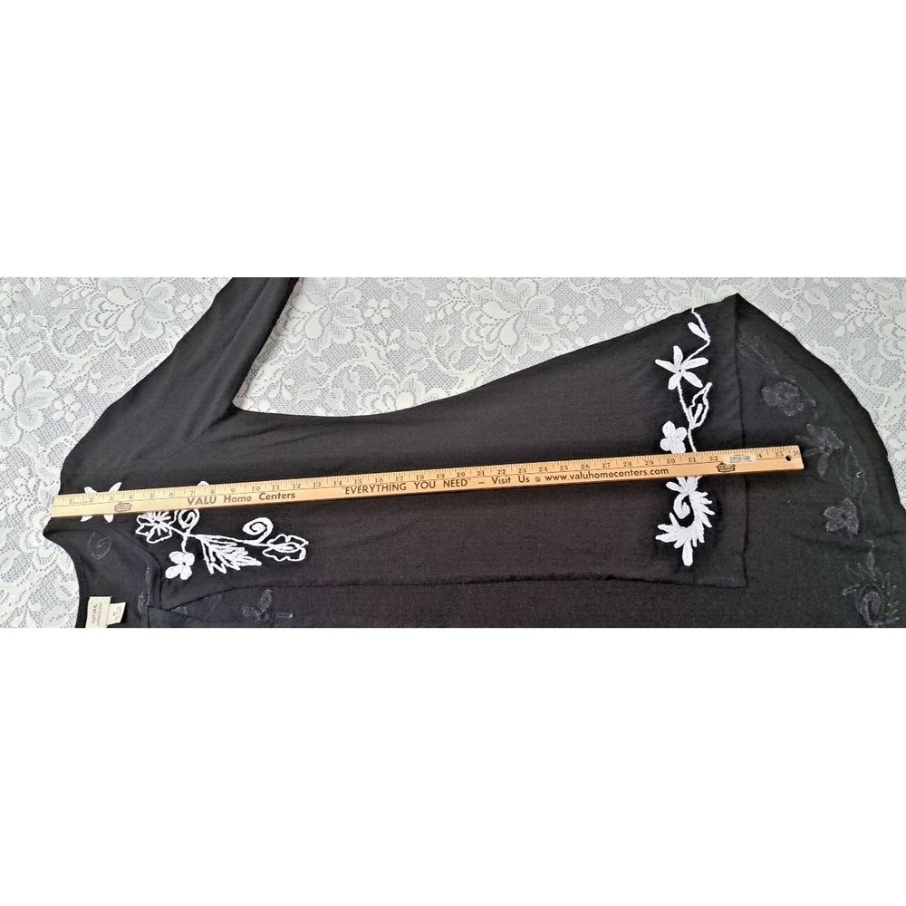 Natural Impressions Medium Black Embroidered Cardigan Lightweight Layer Sweater - Picture 5 of 7